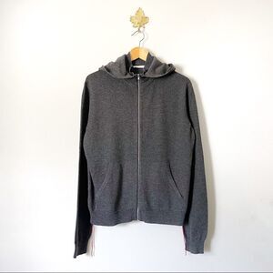 Helmut Lang Gray Full Zip Hooded cardigan 100% Cashmere preowned size Medium
